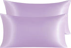 NTBAY 2 Pack Satin King Pillowcases for Hair and Skin, Luxurious and Silky Pillow Cases with Envelope Closure, 20x40 Inches, Light Purple
