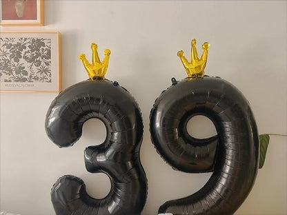 Black Number 6 Balloon with Crown, 40 inch Black Number Balloon 6th Birthday - Image 7
