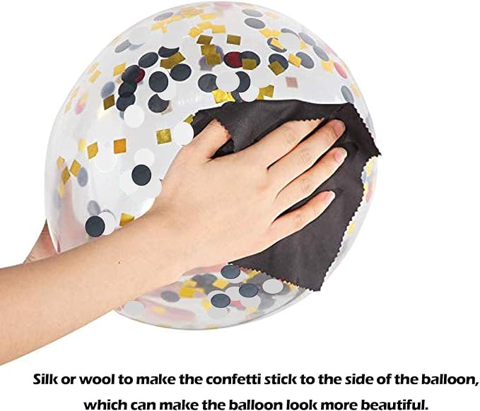72 Pack Black Gold Confetti Balloons Kit, 12 Inch Black Gold White Balloons and - Image 6