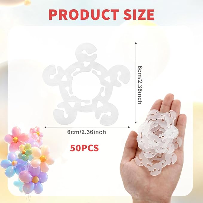 50 Pcs Balloon Arch Clips, Reusable Plastic Flower Shape Balloon Connectors - Image 2