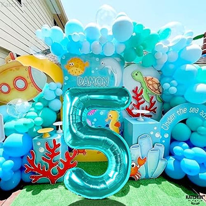 KatchOn Giant Aqua Blue Number 5 Balloon - Image 7
