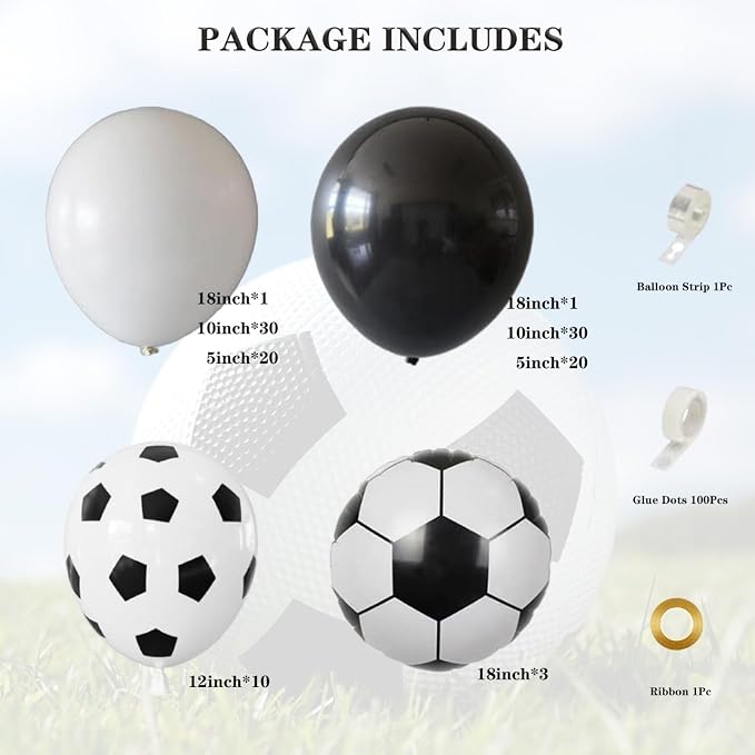Soccer Party Decorations, Soccer Balloon Garland Arch Kit | Black White - Image 2