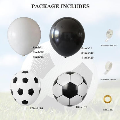 Soccer Party Decorations, Soccer Balloon Garland Arch Kit | Black White - Image 2