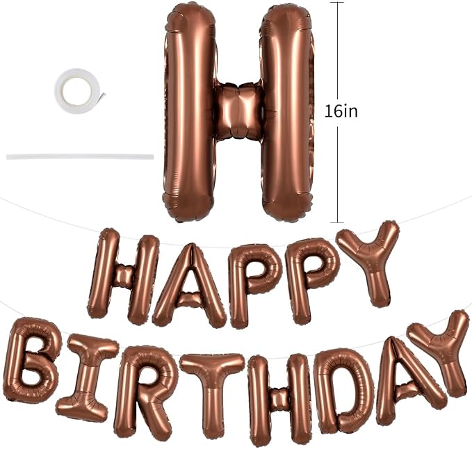 TONIFUL 16 Inch Chocolate Happy Birthday Balloons Banner Decorations | Reusable - Image 2