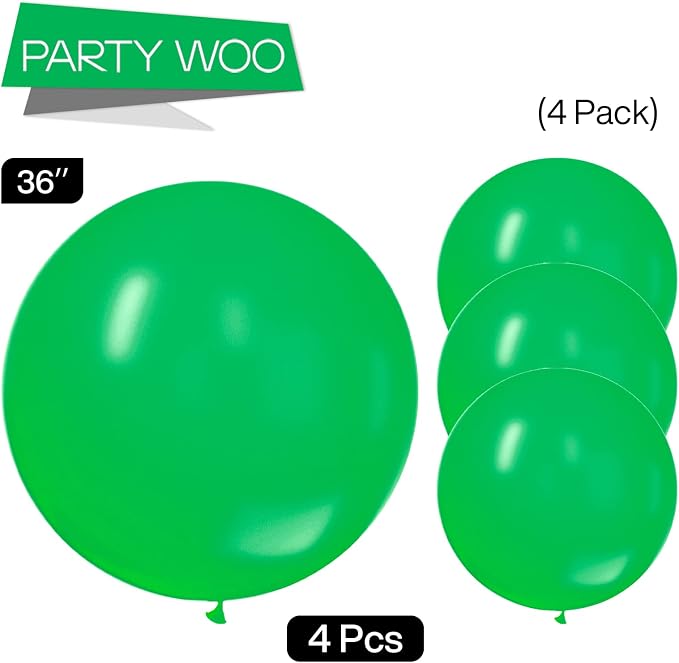 PartyWoo Green Balloons 4pcs Green Latex Helium Balloons 36 Inch | Birthday - Image 3