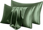 Aormenzy Satin Pillow Cases for Women Standard Size Set of 2, Woodland Green Satin Pillowcase for Hair with Envelope Closure Silky Pillow Covers Wrinkle, Fade Resistant (20x26 Inches)