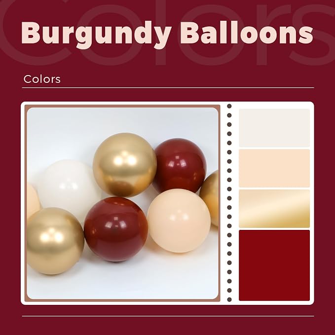 60pcs Maroon and Gold Balloons - Image 4