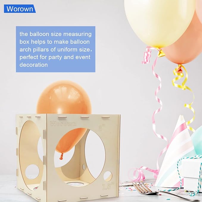 Worown 14 Holes Collapsible Wood Balloon Sizer Box, 1-10 Inch Balloons Sizer - Image 5