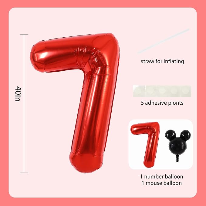 40 Inch Red Foil Number 7 Balloon - Image 2