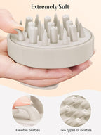 HEETA Hair Scalp Massager Brush, Updated Hair Shampoo Brush, Wet & Dry Scalp Exfoliator with Soft Silicone Bristles, Head Massager Washing Hair Care Tool for Women Men Kid, Bright Beige