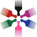 Fist Picks for Curly and Afro Hair, Plastic 6.5 inch Lift Picks for Women and Men, Rainbow Set (6 PCS)