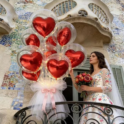 FBQ DIY Bobo Balloons Red Heart Balloons Stuffing Birthday Wedding Anniversary - Image 4