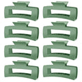 TOCESS Hair Claw Clips for Women - 8PK Large Neutral Matte Square Jumbo Hair Clips for Thick, Thin, Long, Short, Curly Hair Girls, Big Jaw Clip Set for Daily Use (Forest Green)