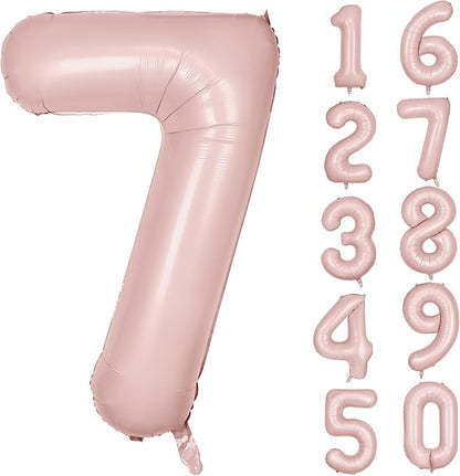 40 inch Pink Number Balloon Light Pink 7 Balloon Matte Pink Number 7 Balloon by Yeodong