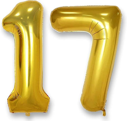 AULE 40 Inch Gold 17 Balloon Number Foil 0-9 Birthday Big Numbers | Birthday by AULE