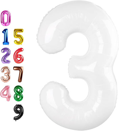 Number Balloons White 3 Balloon 40 inch by Enyeopd