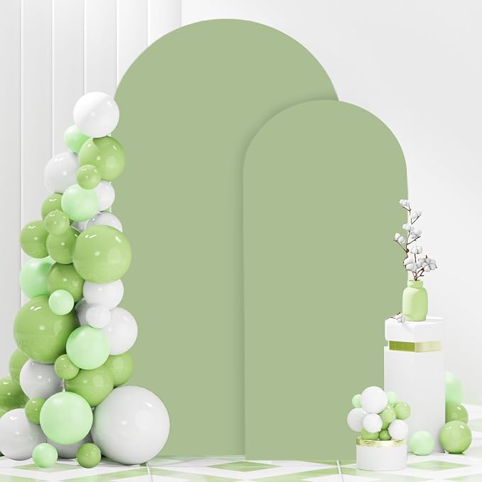 FANPROMS Wedding Arch Cover Set of 2 Sage Green Arch Backdrop Cover 6 7.2FT - Image 4