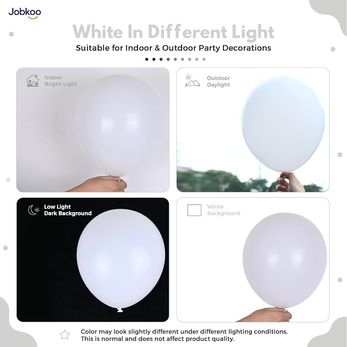Jobkoo White Balloons 50Pcs 12 Inch Wedding Bridal Engagement Latex Balloon | - Image 3