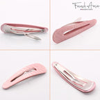 French Amie Clic Clac Large Handmade Celluloid Acetate Set of 2 Snap Hair Clips No Slip Side Slide-in Barrette for Women and Girls (Pearl Pink)