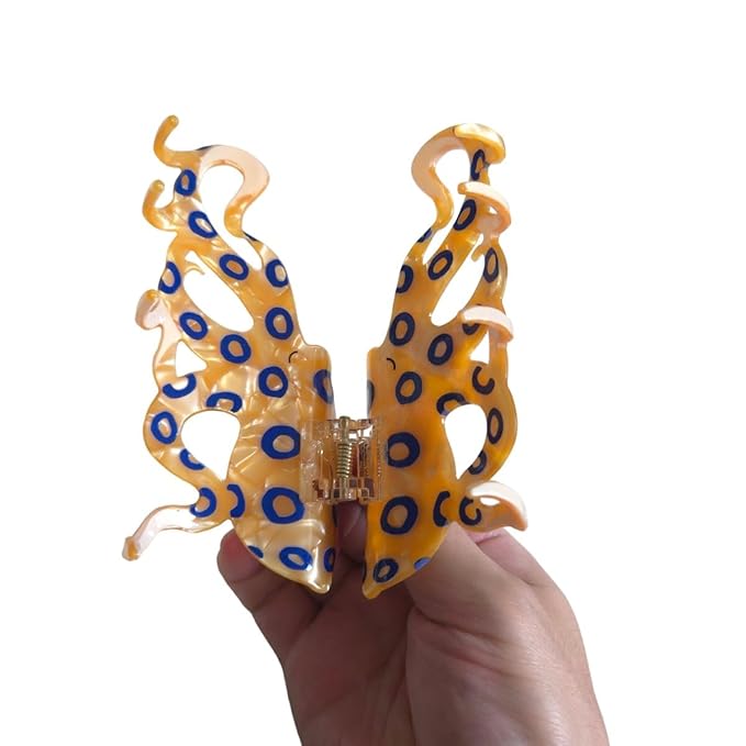 Cute Big Blue-Ringed Octopus Hair Clips,Novelty Acetate Octopus Element Claw Clip