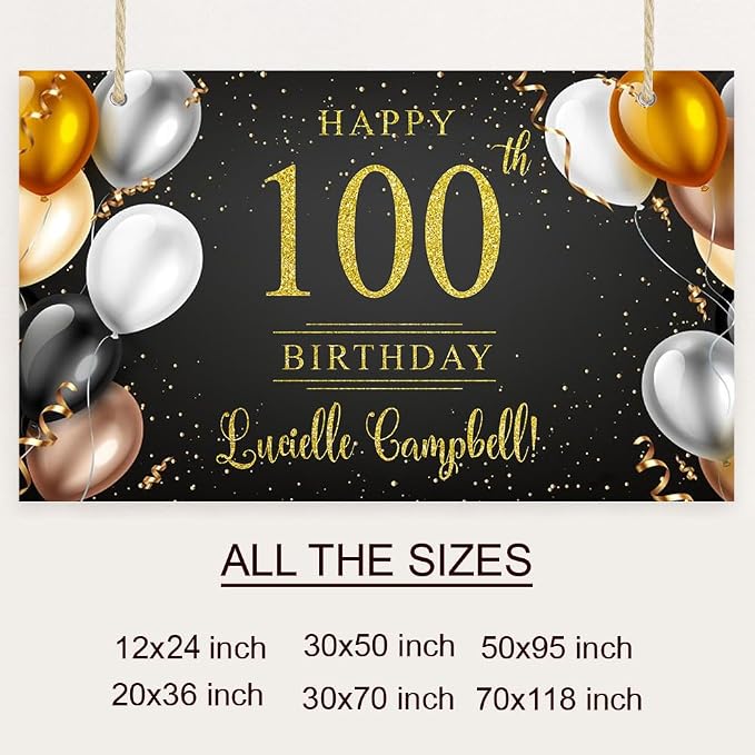 Generic Personalized Happy Birthday Banner, Customized - Image 2