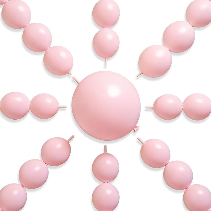 PartyWoo Baby Pink Linking Balloons 100pcs 12 Inch Pink Link Balloons | by PartyWoo