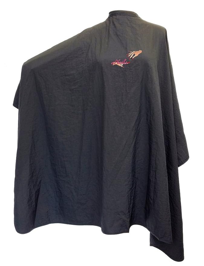 CHARLENE Professional Cutting Cape for Salon Hair Styling, Barber Haircut, Coloring, Skincare, Makeup (NL Logo, BLACK)