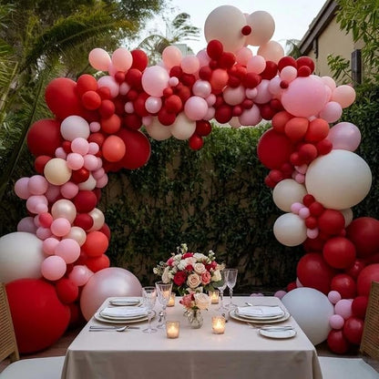 Red Balloons Double Stuffed Different Sizes Balloon Arch Kit | Dark Red Balloon - Image 2