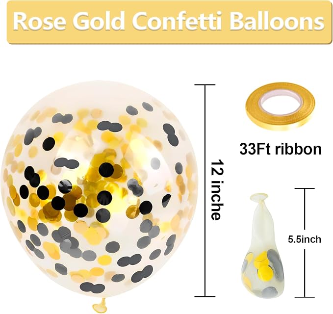 Bezente Black Gold Confetti Latex Balloons 60 Pack 12 inch | Black Gold - Image 2