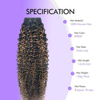 FB30 Highlight Ombre Curly Clip In Extension Human Hair 3C 4A Kinky Curly Clip Ins Full Head for Black Women Brazilian Remy Human Hair Balayage Brown 8Pcs with18clips 120g/Set (22 inch)