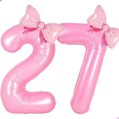 Pink Bow Birthday Decorations 27 72 Balloon Numbers by Unknown