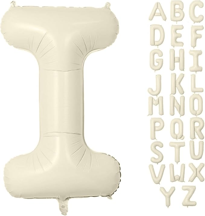 Letter Balloon 40Inch Cream White Big Alphabet Balloons Letter I | Giant Foil by YUNSHANGMO