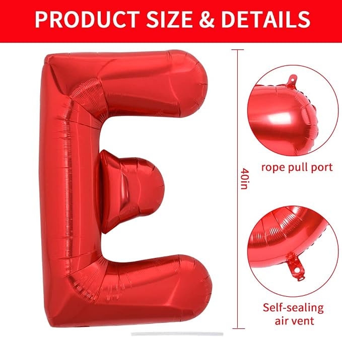 TONIFUL 40 Inch Large Bright Red Letter Balloons A-Z, Giant Jumbo Helium Foil - Image 2