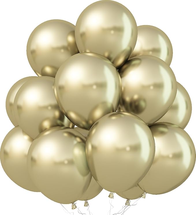 Jobkoo Metallic Gold Balloons, 12Inch Chrome Light Gold Balloons 30Pcs by Jobkoo