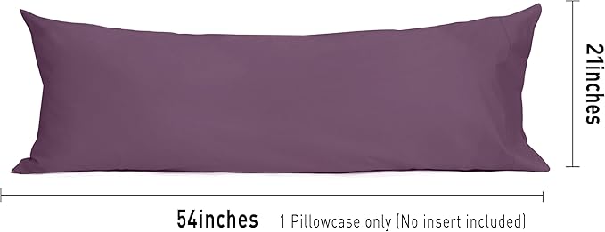 Sunflower Body Pillowcase 100% Cotton Long Pillow Cover/Case Envelope Closure 1 Pack, 21×54 inches Dark Purple, Soft and Breathable