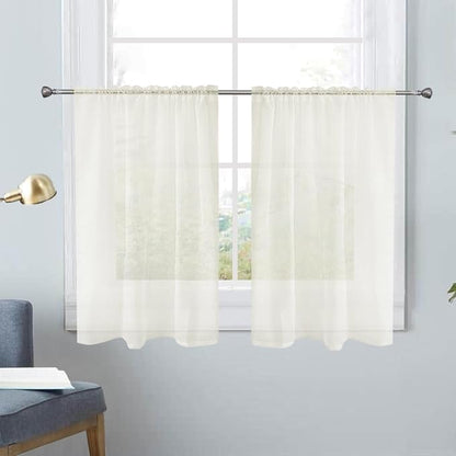 SpaceDresser Basic Rod Pocket Sheer Voile Window Curtain Panels Ivory 1 Pair 2 by SpaceDresser