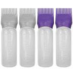 ELANE 4 Pack Hair Oiler Comb Bottle,Root Comb Applicator Bottle for Hair Oil Scalp Hair Oiling Applicator(Grey+Purple)