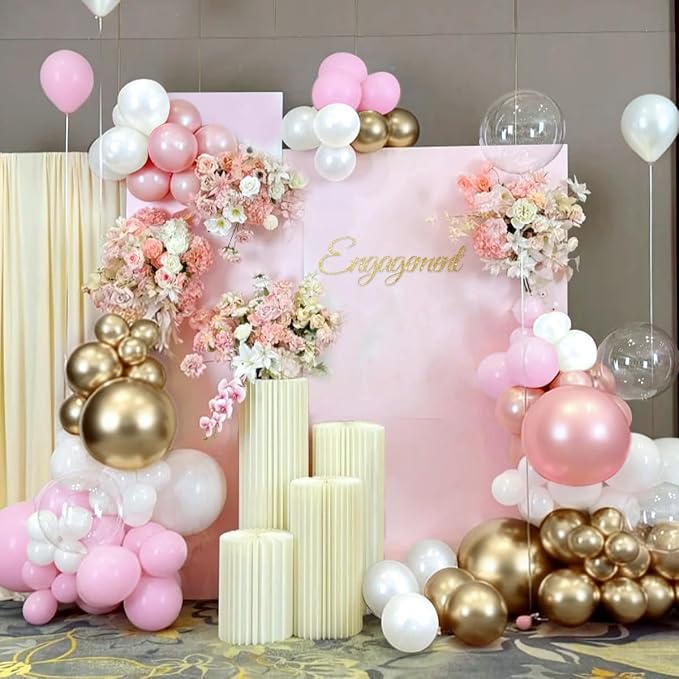 Pastel Pink White and Gold Balloons Garland Arch Kit - Image 6