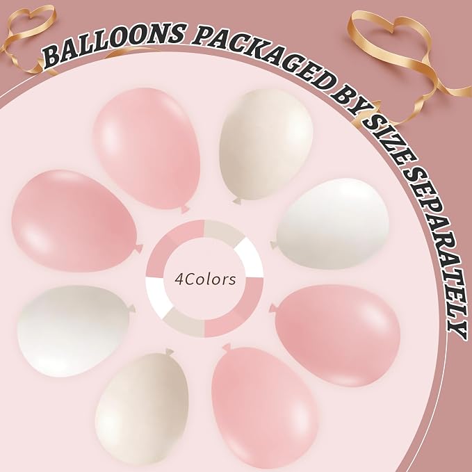 412Pcs Pink Balloon Arch Garland Kit, 18 12 10 5 Inch Pink White Balloon Arch - Image 4