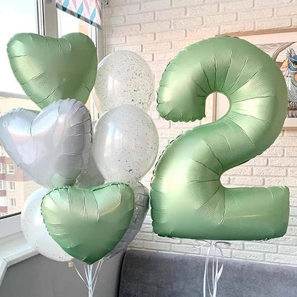 40 Inch Green Number Balloon 7 Olive Green Foil Balloon Sage Green 7 Balloons - Image 4