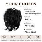 SARLA Messy Hair Bun Hair Pieces Curly Synthetic Updo Fake Scrunchies Ponytail Extension for Women Jet Black 1PCS
