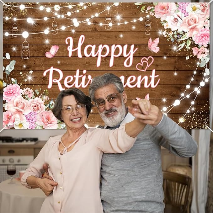 AIBIIN Rustic Retirement Backdrop Happy Retirement Photography Background Pink - Image 4