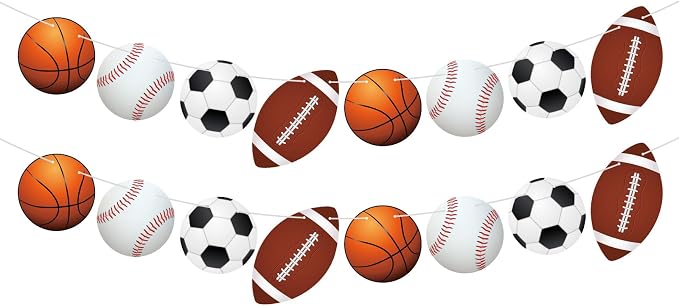 2 Pcs Sports Party Decorations Sport Party Banner Basketball Football Soccer by Adecortalk