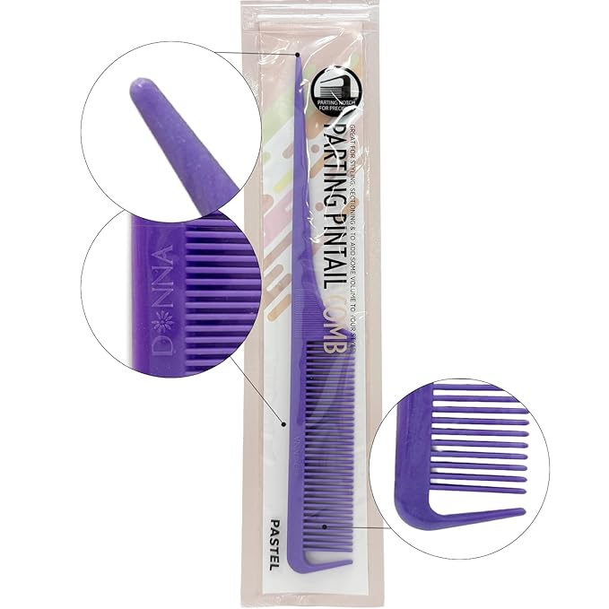 Donna Rat Tail Comb - Professional Parting Comb for Precision Styling, Ideal Rat Tail Combs for Sectioning and Hair Parting, Durable and Heat Resistant, Perfect for Salon and Home Use (PURPLE)