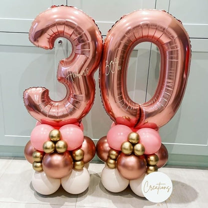 Rose Gold 30 Number Balloons, 40 Inch Big Giant Jumbo 30 Balloon Numbers Rose - Image 2