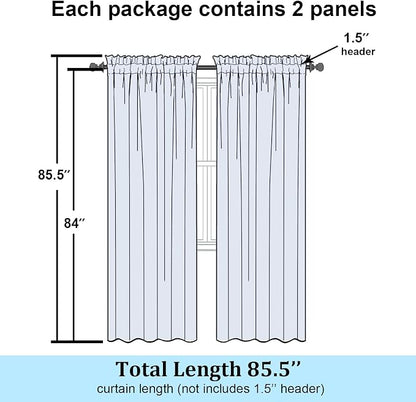 Simplebrand Black Semi Sheer Curtains 84 Inches Long 2 Panels, Light Filtering - Image 7