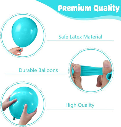 Ocean Balloons, 12 Inch Teal Blue Pearl Blue Metallic Blue Clear Balloons and - Image 3