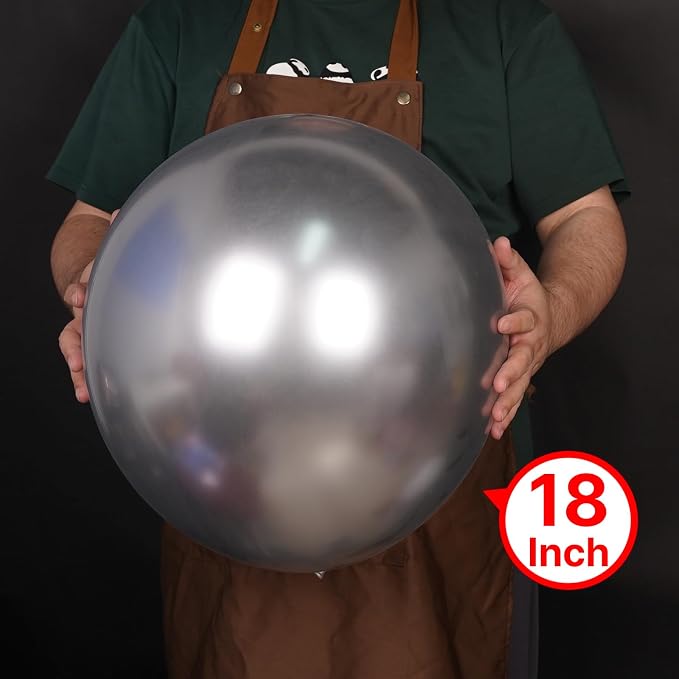 PartyWoo Silver Balloons 20pcs Latex Helium Balloons 18 Inch | Birthday Wedding - Image 2