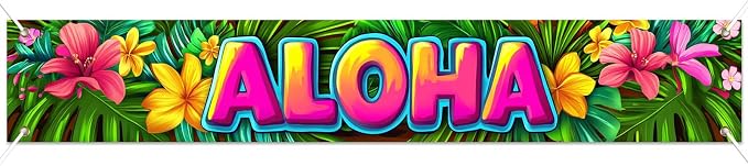 HOMETITUTE Luau Party Decorations Aloha Hawaiian Fence Banner 118 x 20 Inch | - Image 9