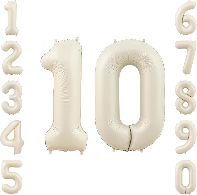 Cream Number 10 Balloon 40 Inch, Foil Numeral Set by Unknown